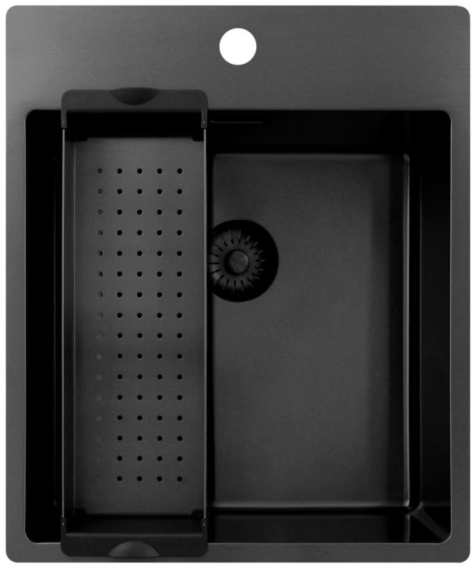 Pure.Sink Exclusivo Gun Metal pia 44x52 cm Tapwing com furo para torneira raio 10mm PEX4040T-61