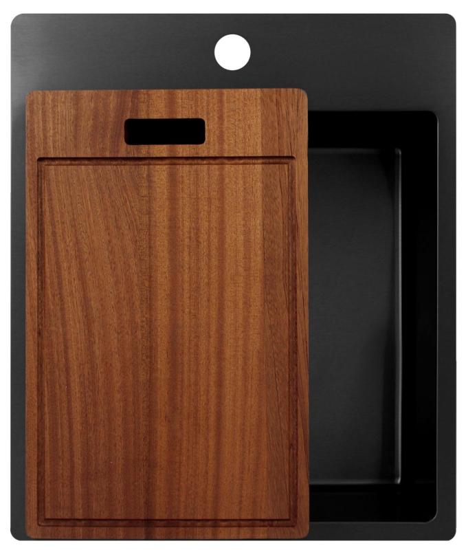 Pure.Sink Exclusivo Gun Metal pia 44x52 cm Tapwing com furo para torneira raio 10mm PEX4040T-61