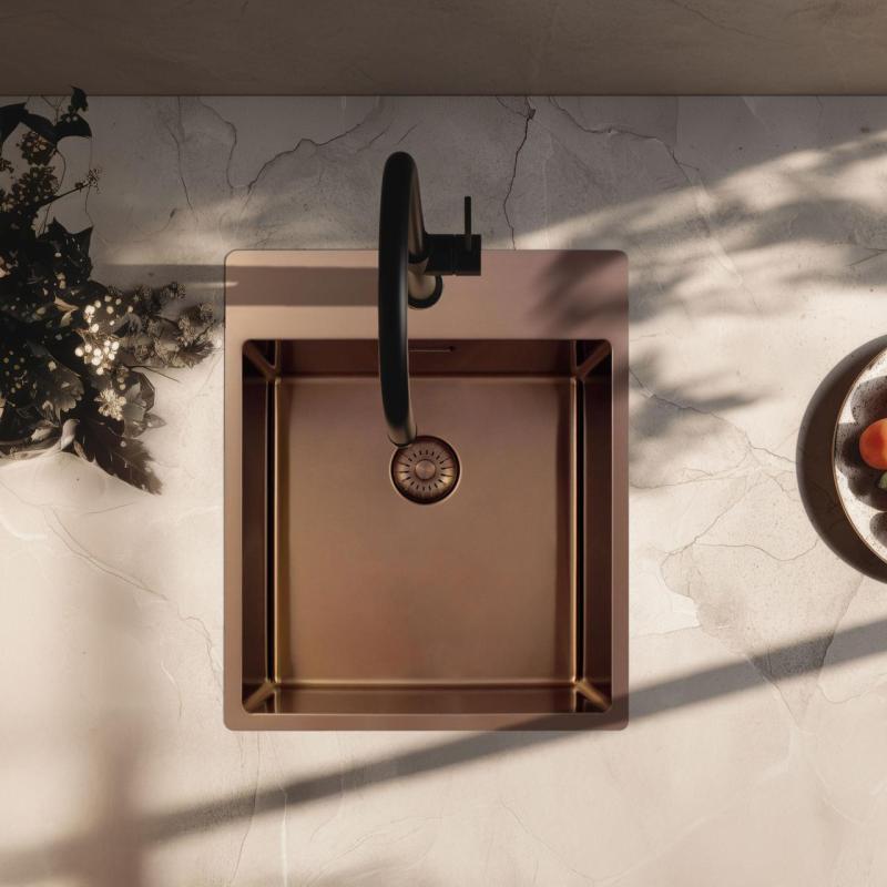 Pure.Sink Exclusivo Cobre pia 44x52 cm Tapwing com furo para torneira raio de 10mm PEX4040T-62