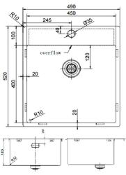 Pure.Sink Exclusivo pia RVS 49x52 cm Tapwing com furo para torneira raio de 10mm PEX4540T-02