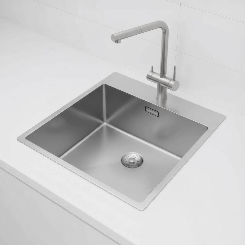 Pure.Sink Exclusivo pia RVS 49x52 cm Tapwing com furo para torneira raio de 10mm PEX4540T-02