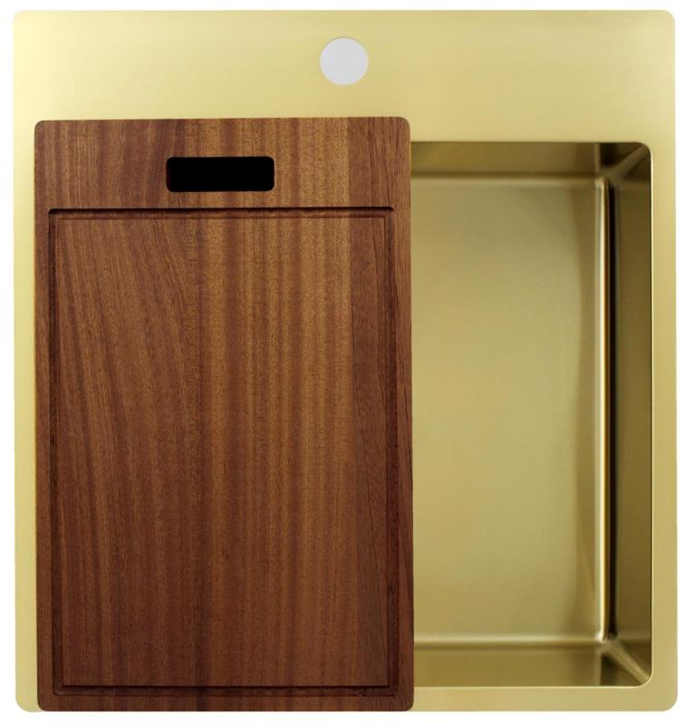 Pure.Sink Exclusivo Pia de ouro 49x52 cm Tapwing com furo para torneira raio de 10mm PEX4540T-60