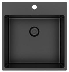 Pure.Sink Exclusivo Gun Metal pia 49x52 cm Tapwing com furo para torneira raio 10mm PEX4540T-61