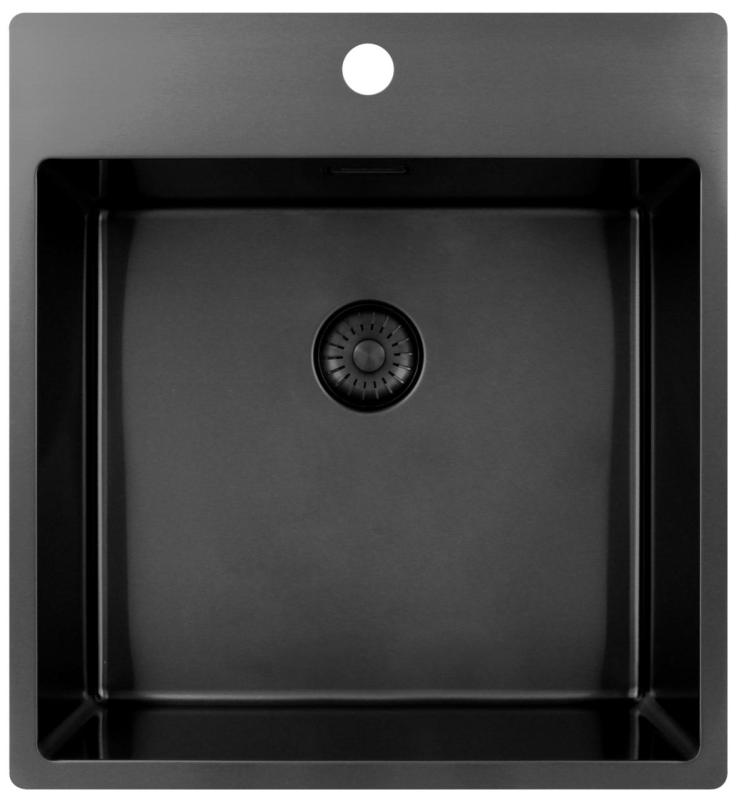 Pure.Sink Exclusivo Gun Metal pia 49x52 cm Tapwing com furo para torneira raio 10mm PEX4540T-61