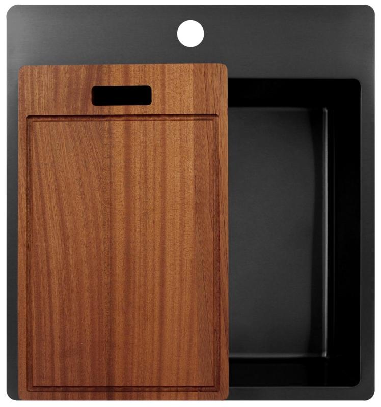 Pure.Sink Exclusivo Gun Metal pia 49x52 cm Tapwing com furo para torneira raio 10mm PEX4540T-61