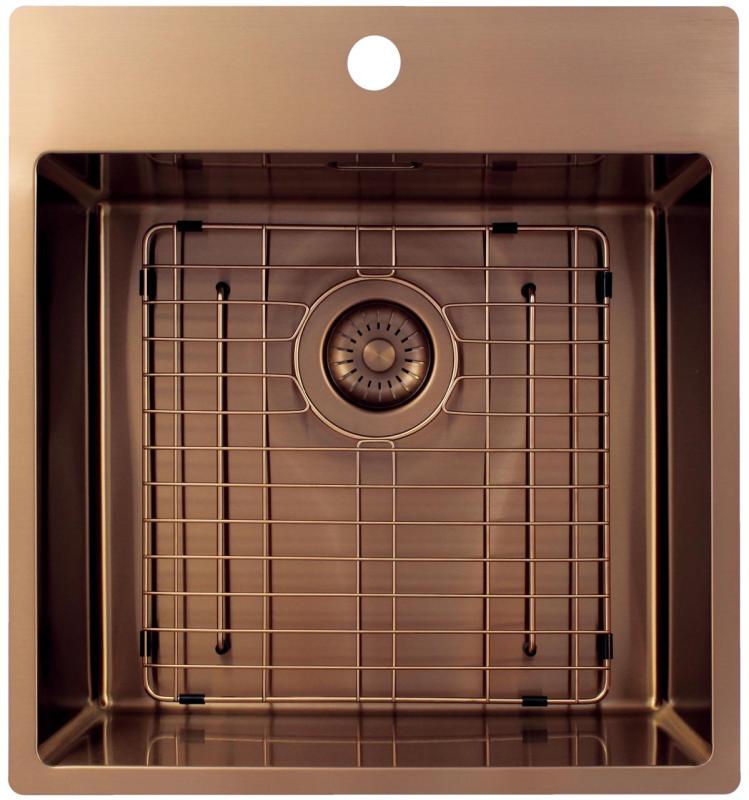 Pure.Sink Exclusivo Cobre pia 49x52 cm Tapwing com furo de torneira raio de 10mm PEX4540T-62