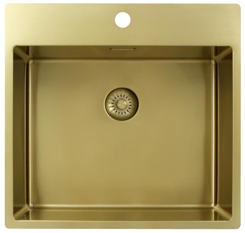 Pure.Sink Exclusivo Pia dourada 54x52 cm Tapwing com furo para torneira raio de 10mm PEX5040T-60
