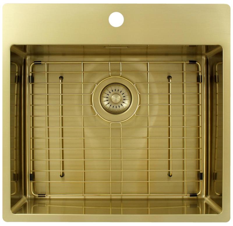 Pure.Sink Exclusivo Pia dourada 54x52 cm Tapwing com furo para torneira raio de 10mm PEX5040T-60