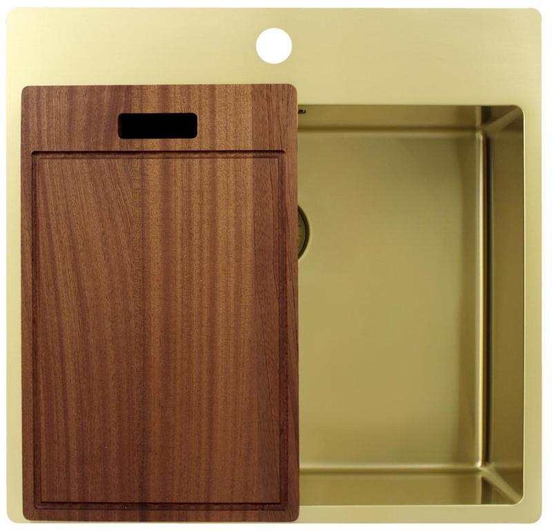 Pure.Sink Exclusivo Pia dourada 54x52 cm Tapwing com furo para torneira raio de 10mm PEX5040T-60