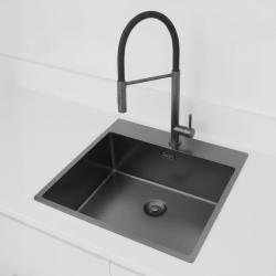 Pure.Sink Exclusivo Gun Metal pia 54x52 cm Tapwing com furo para torneira raio 10mm PEX5040T-61