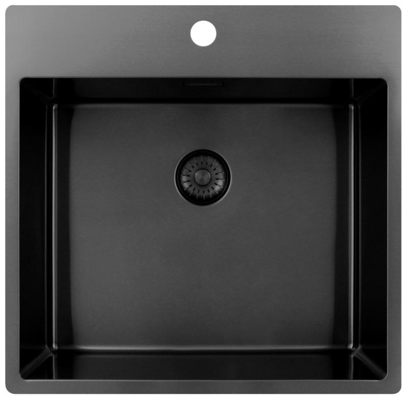 Pure.Sink Exclusivo Gun Metal pia 54x52 cm Tapwing com furo para torneira raio 10mm PEX5040T-61