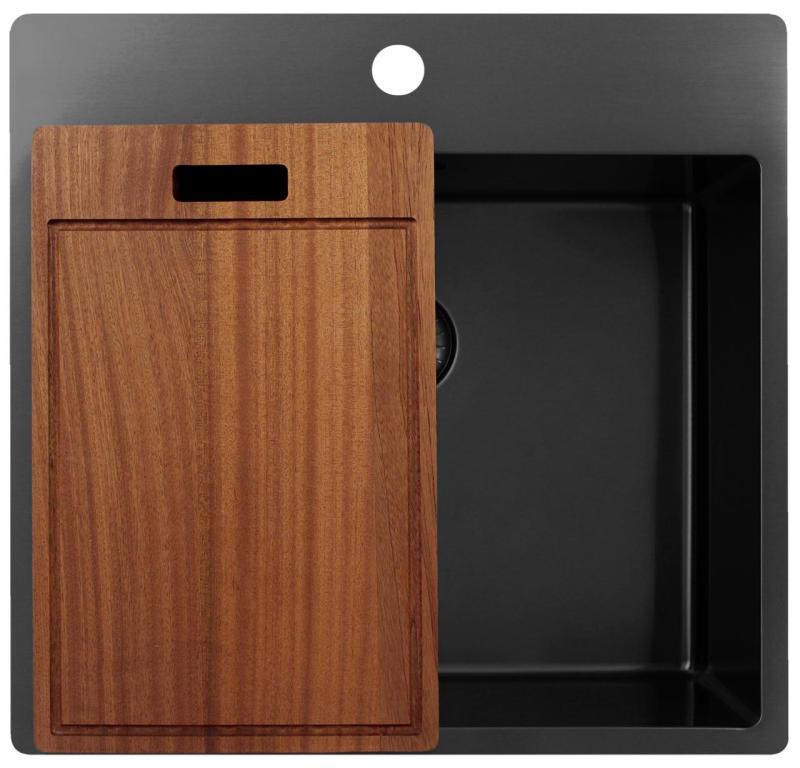 Pure.Sink Exclusivo Gun Metal pia 54x52 cm Tapwing com furo para torneira raio 10mm PEX5040T-61