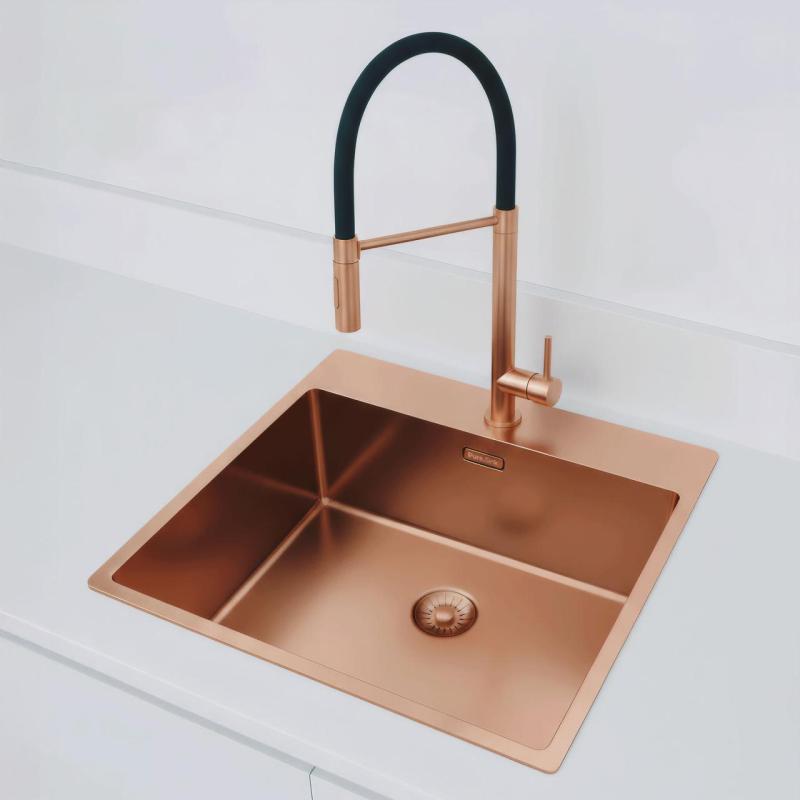 Pure.Sink Exclusivo Bacia de cobre 54x52 cm Tapwing com furo para torneira raio de 10mm PEX5040T-62