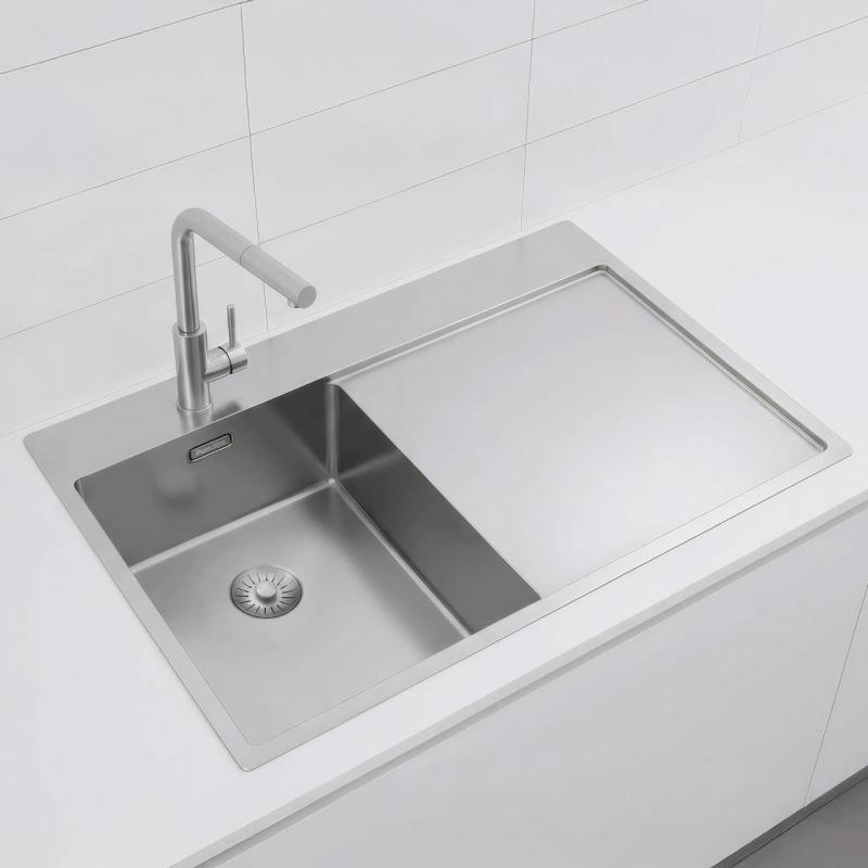 Pure.Sink Exclusivo RVS pequena pia com área de escorrimento 78x52 cm Tapwing à esquerda PEX3478LT-02