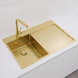 Pure.Sink Exclusivo Pia pequena dourada com escorredor 78x52 cm Torneira à esquerda PEX3478LT-60