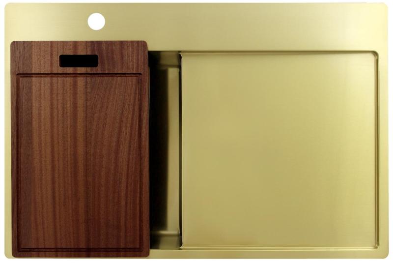 Pure.Sink Exclusivo Pia pequena dourada com escorredor 78x52 cm Torneira à esquerda PEX3478LT-60