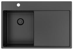 Pure.Sink Exclusivo Gun Metal pequena pia com área de escorrimento 78x52 cm Tapwing à esquerda PEX3478LT-61