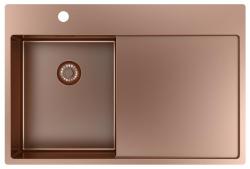 Pure.Sink Exclusivo Pequena pia de cobre com área de escorrimento 78x52 cm Tapwing à esquerda PEX3478LT-62