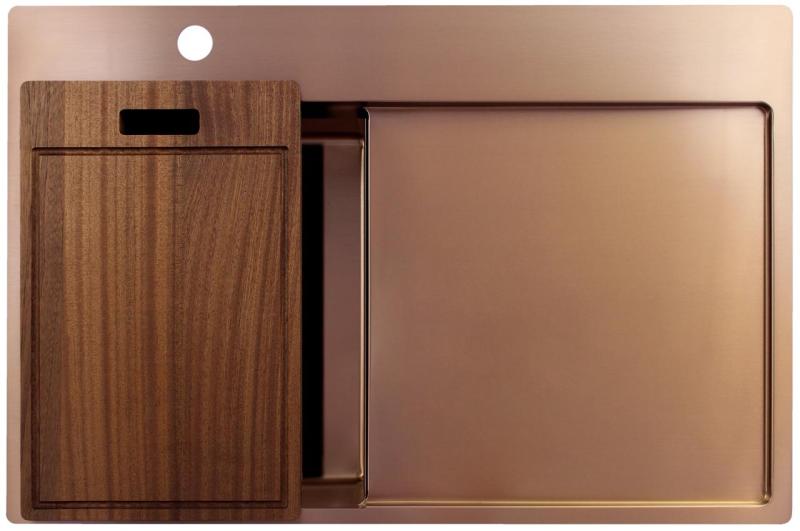 Pure.Sink Exclusivo Pequena pia de cobre com área de escorrimento 78x52 cm Tapwing à esquerda PEX3478LT-62