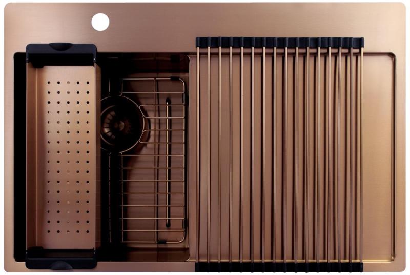 Pure.Sink Exclusivo Pequena pia de cobre com área de escorrimento 78x52 cm Tapwing à esquerda PEX3478LT-62