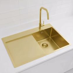 Pure.Sink Exclusivo Pia pequena dourada com escorredor 78x52 cm Torneira Tapwing direita PEX3478RT-60
