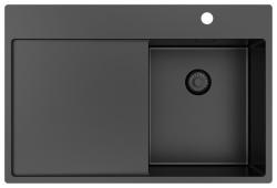 Pure.Sink Exclusivo Gun Metal pia pequena com área de escorrimento 78x52 cm Tapwing à direita PEX3478RT-61