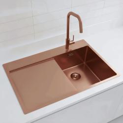 Pure.Sink Exclusivo Pequena cuba de cobre com área de escorrimento 78x52 cm Tapwing à direita PEX3478RT-62