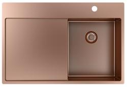 Pure.Sink Exclusivo Pequena cuba de cobre com área de escorrimento 78x52 cm Tapwing à direita PEX3478RT-62