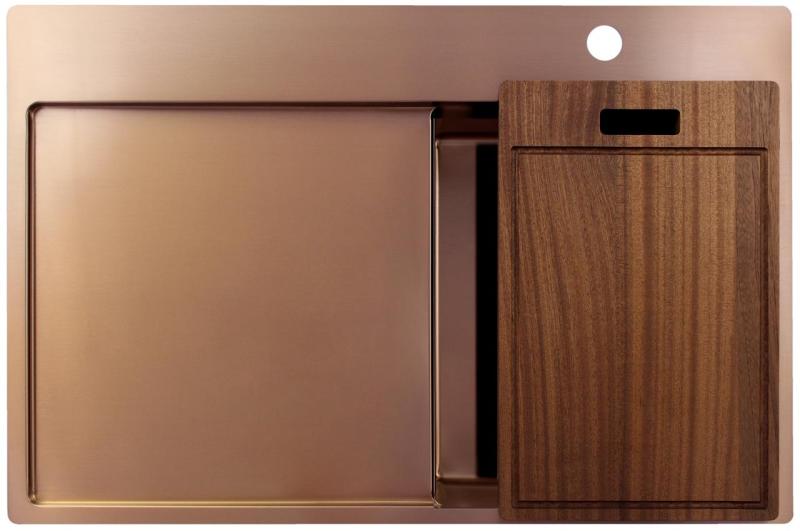 Pure.Sink Exclusivo Pequena cuba de cobre com área de escorrimento 78x52 cm Tapwing à direita PEX3478RT-62