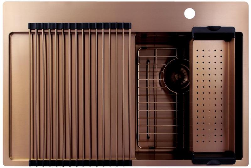 Pure.Sink Exclusivo Pequena cuba de cobre com área de escorrimento 78x52 cm Tapwing à direita PEX3478RT-62