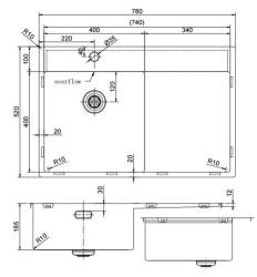 Pure.Sink Exclusivo Pia RVS com área de escorrimento 78x52 cm Tapwing à esquerda PEX4078LT-02