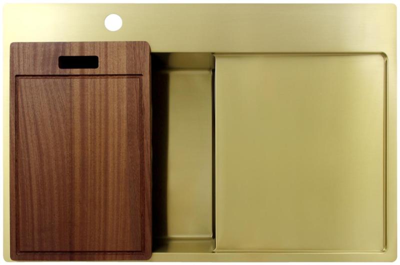 Pure.Sink Exclusivo Pia dourada com escorredor 78x52 cm Torneira à esquerda PEX4078LT-60