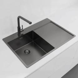 Pure.Sink Exclusivo Gun Metal pia com área de escorrimento 78x52 cm Torneira à esquerda PEX4078LT-61