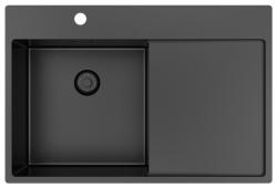 Pure.Sink Exclusivo Gun Metal pia com área de escorrimento 78x52 cm Torneira à esquerda PEX4078LT-61