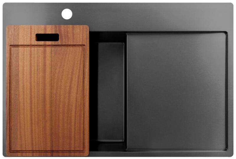 Pure.Sink Exclusivo Gun Metal pia com área de escorrimento 78x52 cm Torneira à esquerda PEX4078LT-61