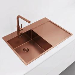 Pure.Sink Exclusivo Pia de cobre com escorredor 78x52 cm Tapwing à esquerda PEX4078LT-62