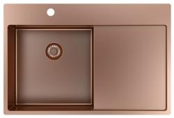 Pure.Sink Exclusivo Pia de cobre com escorredor 78x52 cm Tapwing à esquerda PEX4078LT-62