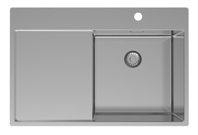 Pure.Sink Exclusivo Pia de aço inoxidável RVS com área de escorrimento 78x52 cm Torneira à direita PEX4078RT-02