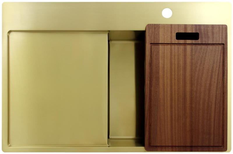 Pure.Sink Exclusivo Pia dourada com escorredor 78x52 cm Torneira à direita PEX4078RT-60