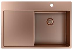Pure.Sink Exclusivo Pia de cobre com área de escorrimento 78x52 cm Tapwing à direita PEX4078RT-62