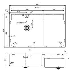 Pure.Sink Exclusivo pia RVS com área de escorrimento 86x52 cm Tapwing à esquerda PEX5086LT-02