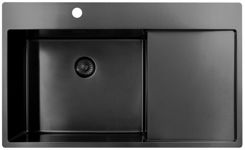 Pure.Sink Exclusivo Gun Metal pia com área de escorrimento 86x52 cm Tapwing à esquerda PEX5086LT-61