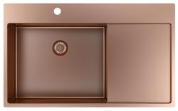 Pure.Sink Exclusivo Pia de cobre com área de escorrimento 86x52 cm Torneira à esquerda PEX5086LT-62
