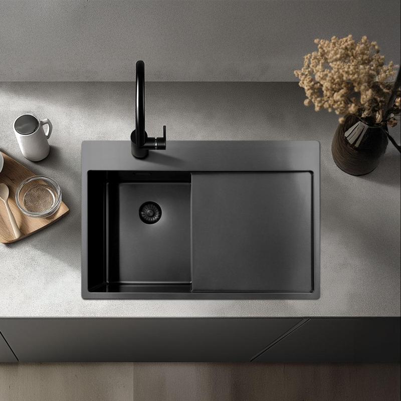 Pure.Sink Exclusivo RVS pia com área de escorrimento 86x52 cm Tapwing à direita PEX5086RT-02