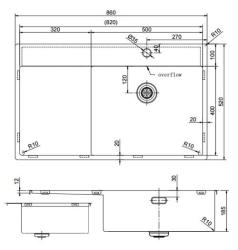 Pure.Sink Exclusivo Pia de ouro com área de escorrimento 86x52 cm Tapwing à direita PEX5086RT-60