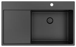 Pure.Sink Exclusivo Gun Metal pia com área de escorrimento 86x52 cm Tapwing à direita PEX5086RT-61