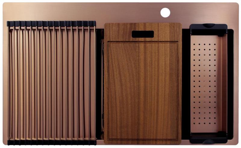 Pure.Sink Exclusivo Bacia de cobre com área de escorrimento 86x52 cm Tapwing à direita PEX5086RT-62