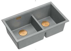 Quadri Newport II Pia de Granito Duplo Cinza 76x45 cm com Plug de Cobre 1208971360