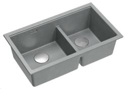 Quadri Newport II Pia Dupla em Granito Cinza 76x45 cm com plugue de aço inoxidável 1208971370