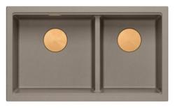 Quadri Newport II Duplo Taupe Granito Embutido Pia 702 x 390 mm com Plug de Cobre 1208971377
